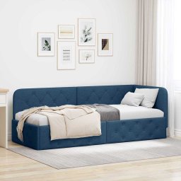 Cadru de pat coltar cu headboard albastru 80 x 200 cm tesatura GartenMobel Dekor