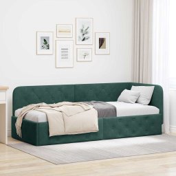 Cadru de pat coltar Verde închis 80 x 200 cm Catifea GartenMobel Dekor