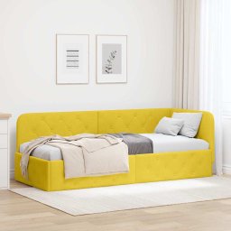 Cadru de pat coltar cu headboard Galben 80 x 200 cm Catifea GartenMobel Dekor