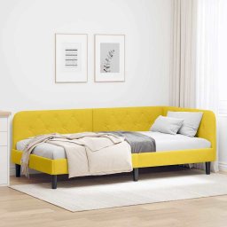 Cadru de pat coltar cu headboard Galben 100 x 200 cm Catifea GartenMobel Dekor