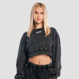 GymBeam Hanorac pentru femei Cropped Aura Washed Black S