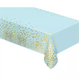 Beauty&Charm: Față de masă cu buline aurii - albastru deschis, 137 x 183 cm