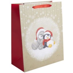 Pungă cadou cu model pinguin și urs - 31 x 42 cm