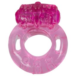 Inel penian vibrator cu baterie integrată (roz)