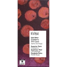Ciocolata amaruie cu 70% cacao si merisoare bio 80g