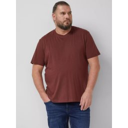 s.Oliver Big Sizes Tricou barbati big sizes cu decolteu la baza gatului, 100% bumbac, Bordeaux (SELECTATI MARIMEA: 5XL)