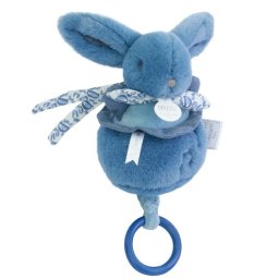 Iepuras muzical doudou , albastru, 20 cm