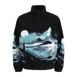 JACK & JONES Bluză de molton 'JORBEAR MOUNTAIN' turcoaz / albastru porumbel / negru / alb