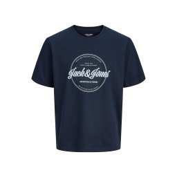 Jack & Jones Plus Tricou 'JJEDover Denim' bleumarin / alb