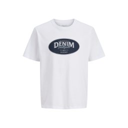 Jack & Jones Plus Tricou 'JJEDOVER DENIM' albastru marin / opal / alb