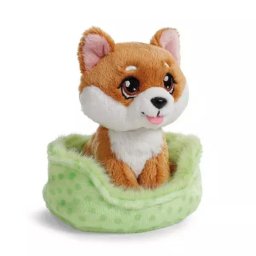 Nici Green: Figurina de pluș câine Shiba Inu în coș -