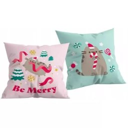 Pusheen: Pernă decorativă de Crăciun - 40 x 40 cm, față-verso.