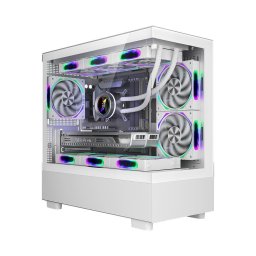 Carcasa Gaming MI5, ARGB, Middle-Tower, M-ATX/ITX, fara sursa, culoare alba