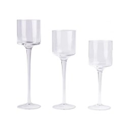 Set de 3 suporturi pentru lumânări, transparente