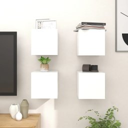 Dulapuri TV montaj pe perete, 4 buc., alb, 30,5x30x30 cm GartenMobel Dekor