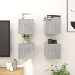 Dulapuri TV montaj pe perete, 4 buc., gri beton, 30,5x30x30 cm GartenMobel Dekor