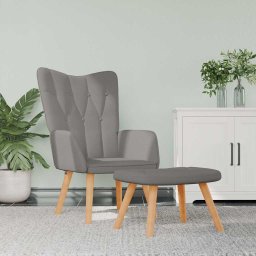 Scaun de relaxare cu taburet, gri taupe, textil GartenMobel Dekor