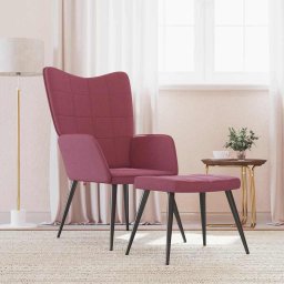 Scaun de relaxare cu taburet, rosu vin, textil GartenMobel Dekor