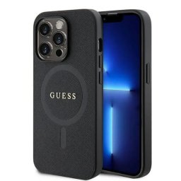 Husa Husă rigidă Saffiano MagSafe pentru iPhone 15 Pro Max (6.7") – negru