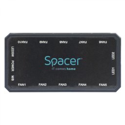 FAN HUB SPACER pt. maxim 10 ventilatoare ARGB + 2 benzi LED, telecomanda pt. setat iluminarea RGB, sincronizare cu MB, alimentare 6-pin SPFC-RGB-6P (timbru verde 0.18 lei)