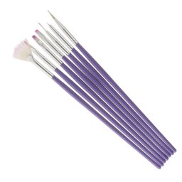 Set Nail Art - 7 Pensule pentru Decorare Unghii, CRM, Design Manichiura, Gel UV, Violet