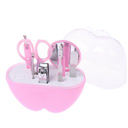 Set ingrijire unghii fete, 8 Piese, manichiura pedichiura, CRM, roz