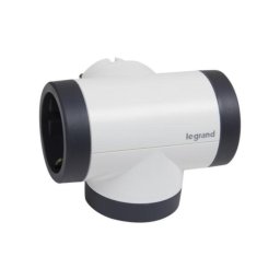 Bloc priza tripla iesire laterala rotativ 2P+T 16A alb-negru Legrand 694521