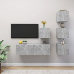 Set de dulapuri TV, 5 piese, gri beton, lemn prelucrat GartenMobel Dekor