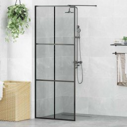 Zid de dus walk-in Negru 80 x 195 cm sticla securizata GartenMobel Dekor