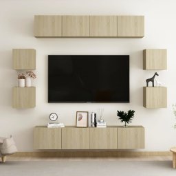 Set de dulapuri TV, 8 piese, stejar sonoma, lemn prelucrat GartenMobel Dekor