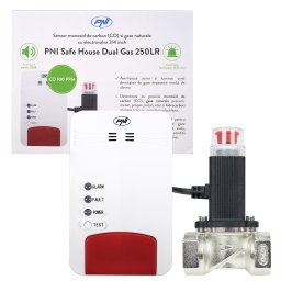 Kit senzor gaz si electrovalva PNI Safe House Dual Gas 250LR cu 2 senzori monoxid de carbon (CO) si gaze naturale si electrovalv