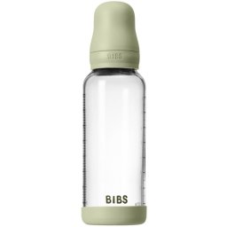BIBS Baby Glass Bottle Silicone biberon anticolici cu suzetă din silicon Sage 240 ml