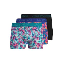 JACK & JONES Boxeri 'JACEXOTIC LEAVES' albastru / verde mentă / roz deschis / negru