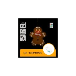 Aigostar - Decorațiune LED de Crăciun în formă de turtă dulce, 27 cm, 131 LED, alimentare 3xAA, IP44, cu telecomandă
