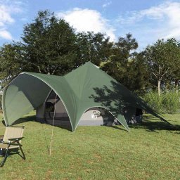 Cort Teepee cu acoperis Verde si gri 600 x 600 x 347 cm GartenMobel Dekor