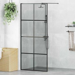 Zid de dus walk-in Negru 90 x 195 cm sticla securizata GartenMobel Dekor