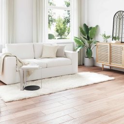 Covor din Lana Faux Tafalla Alb 80 x 250 cm Poliester GartenMobel Dekor