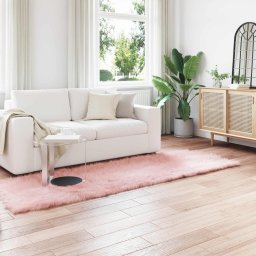 Covor din Lana Faux Tafalla Roz 80 x 250 cm Poliester GartenMobel Dekor