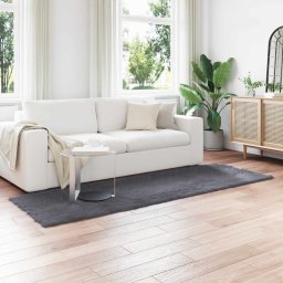 Covor din Lana Faux Tafalla Antracit 80 x 250 cm Poliester GartenMobel Dekor