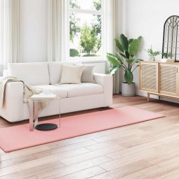 Covor din Blana Faux de Iepure Olite Roz 80 x 250 cm Poliester GartenMobel Dekor