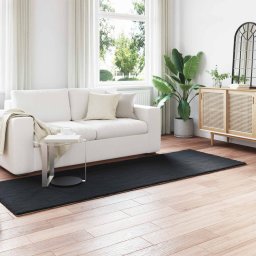Covor din Blana Faux de Iepure Olite Negru 80 x 250 cm GartenMobel Dekor