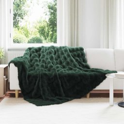 Patura din Blana sintetica de Iepure 4 pcs Verde închis GartenMobel Dekor