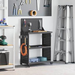 Carucior pentru unelte cu raft cu roata Negru 65 x 35 x 111 cm GartenMobel Dekor