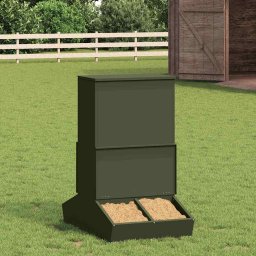 Hranitor pentru porci metalic, 20 kg, verde masliniu, 82 x 51 x 91,5 cm
