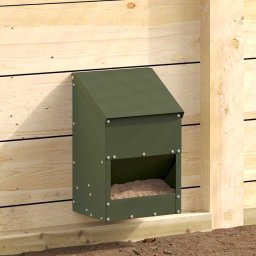 Hranitoare pentru pui metalica, 3 kg, verde masliniu, 21x16x33 cm