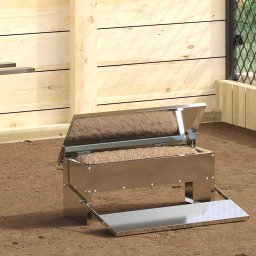 Hranitor cu pedale pentru pui Argintiu 48,5 x 39,5 x 19 cm GartenMobel Dekor