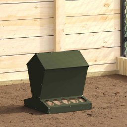 Hranitor pentru pui metalic, 5 kg, verde masliniu, 40x40x45 cm