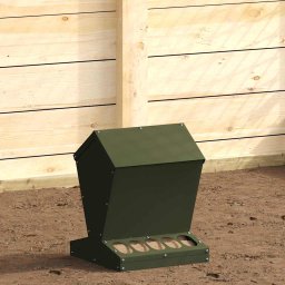 Hranitor pentru pui metalic, 4 kg, verde masliniu, 30x30x39 cm