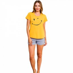 Pijamale Dama Manesca Scurta Pantalon Scurt Vienetta Model 'Smile Day & Night'