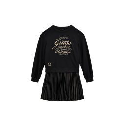 GUESS K Rochie Pentru copii Mixed Fabric Pleated Ls J5BK31KAUH0 jblk jet black a996